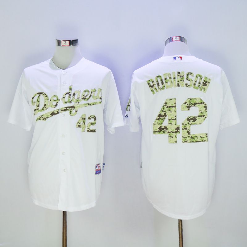 Men Los Angeles Dodgers 42 Robinson White Camo MLB Jerseys